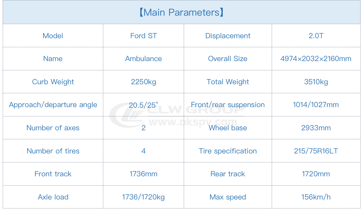 FORD ST Ambulance Van specifications_01